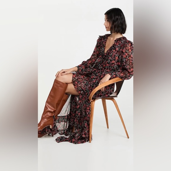 Misa Los Angeles Gabriela Dress Carnellian Blooms Floral Black Size XS - Picture 12 of 12